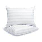 LAVANCE Pillows Queen Size Set of 2 Hotel Collection Pillows 3D Down Alternative Fiber Filling Bed Pillow Medium Neck Support for Back, Stomach or Side Sleepers-1.2" White Striped, 20"x28"