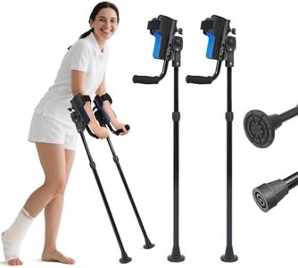 Helivora Forearm Crutches for Adults, 3-Angle Adjustable Elbow Crutches with Extra-Wide Non-Slip Rubber Pads for Leg Injury, Post-Surgery & Disabled (1 Pair)