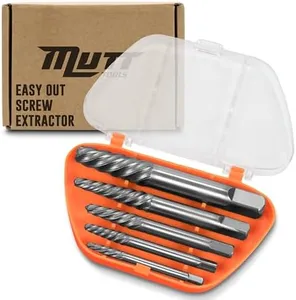 AMERICAN MUTT TOOLS 5pc Spiral Screw Extractor Set – Cr-Mo Bolt Extractor Kit – Easy Out Bolt Extractor Set, Stripped Screw Extractor, Easy Out Screw Extractor Set, Ez Out, Broken Bolt Extractor Kit