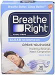 Breathe Right Nasal Strips Clear for Sensitive Skin Large, 30 Count (Pack of 4)