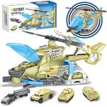 Frontoytall Military Helicopter Toys Set with Military Vehicles, Army Vehicle Car Toys, Army Toy Tank, Helicopter for Kids Christmas Birthday Party Gift for Over 3 Years Old Boys Girls Toddlers, Green