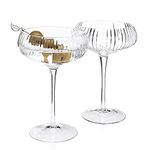 HISTORY COMPANY El Morocco 1940s-Era Crystal Cocktail Coupe, 2-Piece Set (Gift Box Collection)