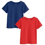 Bon Organik Regular Fit T-Shirt (Girls_Pack_Navy/Red 6 7 Years)