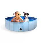 Furdreams Foldable Pet Swimming Pool, Hard Plastic Dog Bathtub, Portable Multi-functional Outdoor PVC Non-Slip Kiddie Pool, Enjoy Summer Shine in Your Garden, For Children, Cats, Puppies (Medium)