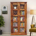 SONA ART & CRAFTS Sheesham Wood Wooden Crockery Cabinets with Glass Door | Wooden Book Shelf for Home Library | Crockery Unit for Home & Kitchen Living Room