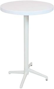 Sunnydaze 28-Inch Round All-Weather Plastic Patio Bar Pub Table - Foldable Design - Commercial Grade - White