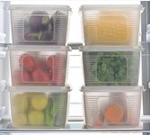 PRAYATI New 1800MLTransparent Fridge Storage Boxes Organizer Fridge Storage Containers Keeps Fruits, Vegetables, Meat, Fish Fresh Longer Container Box (Pack of 6)