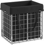 SONGMICS Laundry Hamper, 11 Gal. (50L) Laundry Basket, Collapsible Clothes Hamper, Removable and Washable Liner, Metal Wire Frame, for Bedroom Bathroom, Silver and Classic Black ULCB150B01