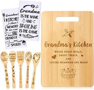 8 Pieces Grandma Gifts Set, Grandma Kitchen Towels Dish Towels Grandma Spoons for Kitchen Cooking Utensils Grandma Cutting Board for Grandma Housewarming Kitchen Decoration