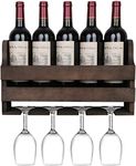 ODEJIA Bar Cabinet for Space Wine Glass Holder Extra Large Hold 4/5 Bottles and 4 Wine Glass