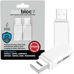 Databloc USB Data Blocker Adapter - Hacker Safe, Enhanced Data Protection - Easy Connection, Slim Profile - 2 Pack, White