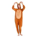 Funivals Unisex Animals Costume Adult，Plush Hooded Animals Onesie Homewear，Halloween Christmas Jumpsuit（Kangaroo，Adult M）