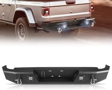 Off Road Rear Bumper Fit for Jeep Gladiator JT 2020 2021 2022 2023 2024 2025 Full Width Steel Rear Bumper Fit for JT 2/4 Door W/2 18W Lights D-Rings 4 Sensor Holes Textured Black Back Bumper