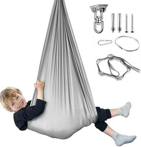 Aokitec Sensory Swing for Kids with Special Needs, Kid Swing Hammock Therapy Swing Indoor Swing for Children with Autism, ADHD, Asperger, Sensory Integration (Light Gray)