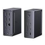 UGREEN Docking Station, Triple 4K Display (2x DP+ HDMI), 14-Port USB-C Dock, 100W Max Charging for Laptop, 27W Max USBC, 10Gbps USB-C/A, 170MB/s SD, Ethernet, Audio, 140W Power Supply for Dell, HP