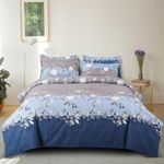 KETOSTICS Combo of 300 TC Premium Glace Cotton King Size Duvet Cover with Zipper (Dohars) 90x100 inch & Elastic Fitted 1 Double Bedsheet Cover 2 Large Pillow Covers (72x78x8 Inch) AS-02