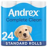 Andrex Complete Clean Toilet Tissue 24 Standard Rolls, Unique 3D Wave Texture for a Proven, Effective Clean (Previously Andrex Classic Clean) 24 Toilet Rolls