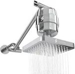 SparkPod 6" High Pressure Rain Shower Head with 23 Stage Filter Capsule & 11 Inch Adjustable Shower Arm Extension -Shower Filter Reduces Chlorine for Smoother Hair & Skin (Square, Polished Chrome)