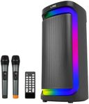 Rechargeable Karaoke Machine with Dual 6.5" Subwoofer, Two Mics, Echo Effect, and Dynamic Light Show