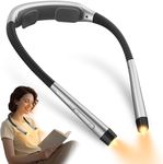 Glocusent Neck Light, Reading Light - 3 Colors & 5 Stepless Brightness, Book Light with Timer & Sleep Aid, Rechargeable for 100Hrs Long Lasting, Ergonomic Design, Perfect for Reading, Knitting & Craft
