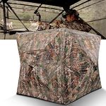 MOFEEZ Hunting Blind, 270°View with Silent Sliding Window, 2-3 Person Ground Deer Stand Pop Up Tent with Portable Bag and Tent Stakes (Camo, 58 "Lx58 Wx66 H) See Through