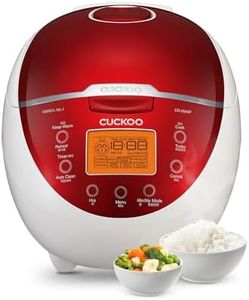 CUCKOO Micom Rice Cooker 6 Cup Uncooked / 12 Cup Cooked, Fuzzy Logic Electric Rice Cooker Small, Sticky Rice Maker with 12 Menu Modes, Nonstick Small Rice Cooker & Steamer, White / Red (CR-0655F)