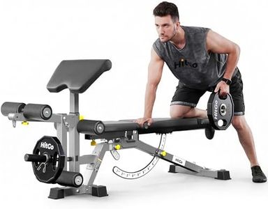 Weight Bench with Preacher Curl & Leg Extension, Workout Bench with Adjustable Backrest & Seat, Ideal for Strength Training, Sit-Ups, Dumbbell Fly, Core Workouts, with Built-in Transport Wheels