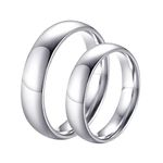 Custom Rings for Couples, Stainless Steel Wedding Ring Band Sets Size R 1/2 and X 1/2 Polished Silver Ring 5mm