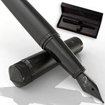 Ellington Pens Luxury Fountain Pen Set- Fountain Pens for Writing - Smooth Fine Nib - Includes Refillable Ink Converter, 3 Ink Cartridges [Black & Blue], Gift Box - Elegant Calligraphy