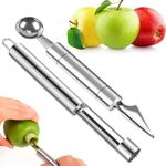 Stainless Steel Fruit Tool Set,2 Pcs Fruit Core Remover Tool Double Sided Melon Baller Spoon DIY Fruit Carving Tools for Home Kitchen