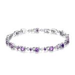 Bamoer Luxury Slender White Gold Plated Bracelet with Sparkling Purple Cubic Zirconia Stones