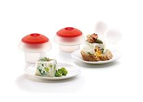 Lékué - Ovo, Egg Cooker Set of 2 - Square & Round Platinum Silicone, 3402400SURU008