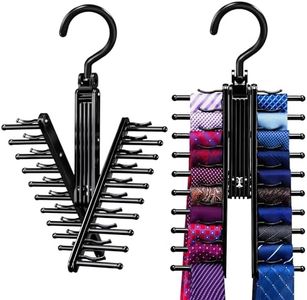 IPOW Upgraded 2 PCS See Everything Cross X 20 Tie Rack Holder,Rotate to Open/Close Tie and Belt Hanger with Non-Slip Clips,360 Degree Swivel Space Saving Organizer