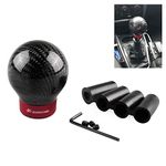 RYANSTAR Carbon Fiber Manual Round Ball Racing Gear Shift Knob Head Car with 8mm/10mm/11mm Adapter (Black)