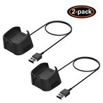 TiMOVO Replacement Charger Compatible with Fitbit Versa 2, [2-PACK] Sturdy Replacement Charging Dock Fit Fitbit Versa 2 Health & Fitness Smartwatch, with 3.2 Feet USB Charging Cable Cord - Black