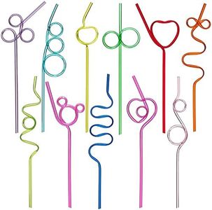 66 Pcs Crazy Straws,11 Different Designs Colorful Loop Straws,10'' Reusable Plastic Silly Straws,Silly Colorful Drinking Straws,Fun Varied Twists Straws for Birthday Party Supplies