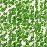 Artificial Ivy, Vines, Ivy Garlands Artificial (46ft - Pack of 6), Fake Ivy, Fence Screening, Fake Vines, Green Leaves Fake Plants, Hanging Vines for Wedding Home Decoration Garden Wall Room Decor