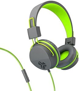 JLab Neon On-Ear Wired Headphones, Graphite/Lime, Feather Light, Ultra-Plush Eco Leather, 40mm Drivers, Guaranteed for Life