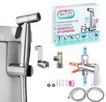 (Pack of 1) Axiomdeals HOT & Cold Mix Warm Water Handheld Bidet Sprayer Shattaf, Hot & Cold Mix Valve, Stainless Steel, Explosion-Proof Hoses, Metal Valves - Wall or Toilet Mount, Flow & Temp Adjust