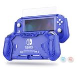 Leyu Smart Switch Lite Case Blue LeyuSmart for Nintendo (Ergonomic/Sturdy/Full Protection) Gift Idea with HD Screen Protector & Thumb Grip Caps for Family Happy Hours, Nintendo Switch Lite Protector