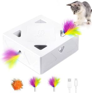 Migipaws Interactive Cat Toy,Automatic Pounce Mole Game,unique 3D 7-Hole Random Moving Feather,Rechargeable Indoor Activity Play, Exercise Toy for Cats and Kittens