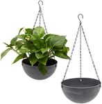 Farmlyn Creek 2 Pack Grey Marble Hanging Planters for Indoor and Outdoor Plants, 10-Inch Flower Plant Pots