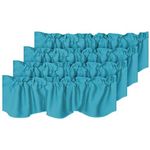 H.VERSAILTEX Room Darkening Curtain Valances for Windows Blue Rod Pocket Scalloped Valances for Bedroom, Set of 4 Pack, Turquoise Blue, 52 inch by 18 inch