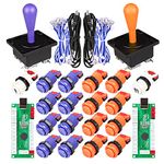 EG STARTS 2 Player Arcade Game DIY Kits Ellipse Oval Happ Type Joystick Hanlde + 18x American Style Arcade Buttons 1/2 Player Start Push Button (Purple & Orange)