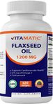 Vitamatic Flaxseed Oil 1200mg 120 from Cold Pressed Flax Seed - 675 mg of ALA Omega 3 Fatty Acids for Improving Heart Health