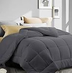 King Size Comforter,Cooling Comforter for Night Sweats,All Season Down Alternative Comforter,Duvet Insert with Corner Tabs (Dark Grey,King,90"x102")