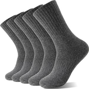 Sandsuced Wool Warm Socks for Women Winter Hiking Thick Boot Thermal Cozy Crew Work Soft Ladies Socks 5 Pack（Solid Color Grey）