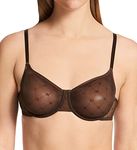 DKNY Women's Monogram Mesh Unlined Demi Bra, Sheer, Java, 34B