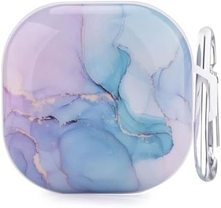 OLEBAND Buds 2/Pro/Live/Fan Edition(FE) Case with Cute Pattern and Keychain,Hard Earbuds Live Cover for Women and Girls,Samsung Galaxy Buds Live Charging Case Accessory，Watercolor Marble