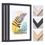 HOUSE DAY A4 Picture Frames Set of 3, Wooden Black Photo Frames for Wall Mount, Family Photos with Clear Perspex Sheet, A4 Wall Frame for Certificate Photos or Poster 29.7x21cm